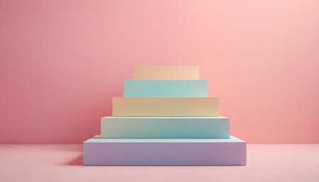 3d render, abstract minimal geometric background, pastel colors, podium for product presentationの素材