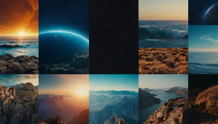 Collage of photos of the planet earth. Elements of this image furnished by NASAの素材