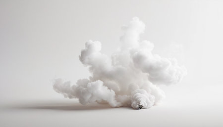 White cloud of smoke on a white background. 3d rendering.の素材