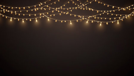 Christmas lights garland. Xmas holiday glowing lights. Garlands decorations.の素材