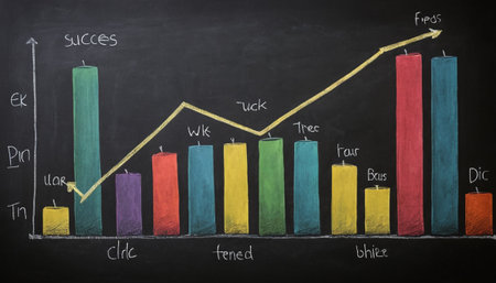 Business graph on blackboard. Chalkboard with a chart.の素材