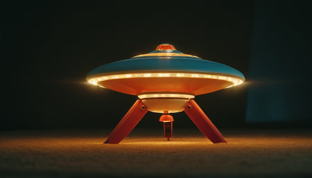 3d rendering of a flying saucer. Futuristic UFO.の素材