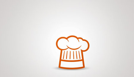 Chef hat icon with shadow on a white background. Vector illustration.の素材