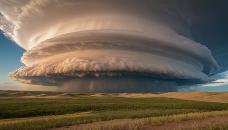 Prairie Storm Clouds and Thunderstorm in Saskatchewan, Canada.の素材