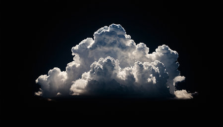 Cloudscape, single cloud on black background, 3d render illustrationの素材
