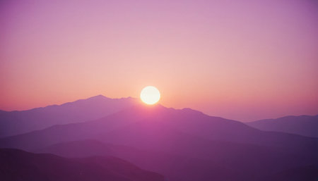 Sunset in the mountains. Landscape with mountains at sunset.の素材