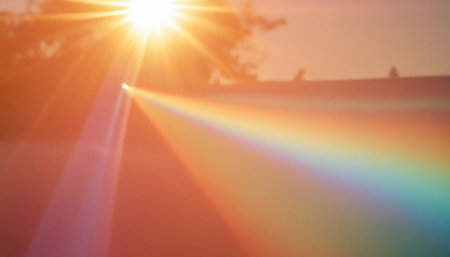 blur image of sun light with lens flare for background usage.の素材