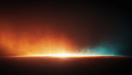 Futuristic background with light rays and smoke. 3d renderingの素材
