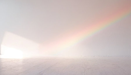 Empty room with a rainbow on the wall. 3d rendering.の素材