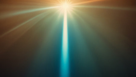 Abstract of sun with lens flare and bokeh effect background.の素材