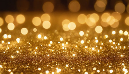 golden glitter vintage lights background. gold and black. de focusedの素材