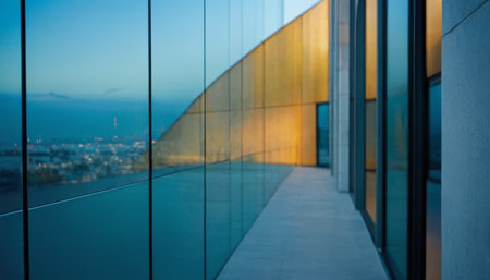 Modern office building exterior, panoramic view. Blurred backgroundの素材