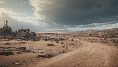 Ruins of ancient city in Wadi Rum desert, Jordan.の素材