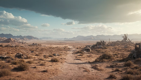 Panoramic view of the Wadi Rum desert in Jordan.の素材