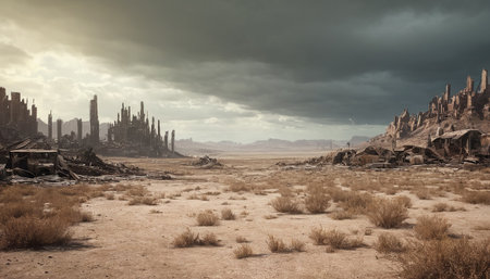 Fantasy landscape of the desert. 3d rendering, 3d illustration.の素材