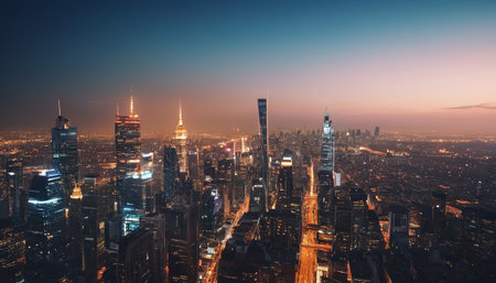 Shanghai skyline at night with urban skyscrapers, China.の素材
