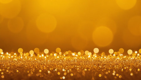 Gold glitter vintage lights background. Gold bokeh defocused.の素材