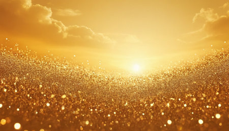 Golden glittering background with bokeh effect. 3d renderingの素材