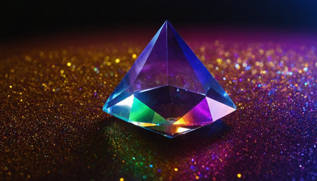 Colorful diamond on a shiny background. Macro. Selective focus.の素材