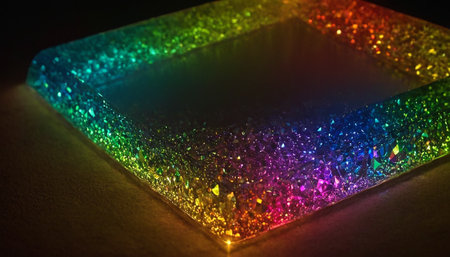 Glittering multicolor lights on dark background close-upの素材
