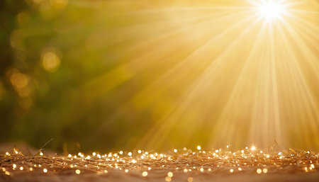 Christmas lights on the background of the evening sun. Christmas background.の素材