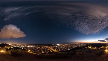 Panoramic night view of the city of Las Vegas, Nevadaの素材