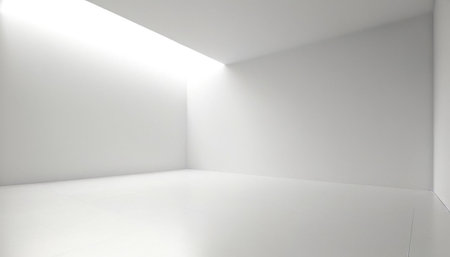 White empty room with light from the ceiling. 3d rendering.の素材