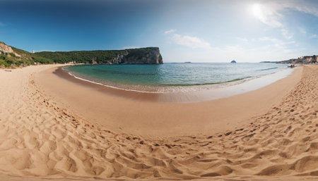 Panoramic view of Praia da Rocha beach in Portugalの素材