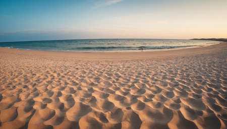 Sunset on the beach of the Mediterranean Sea. Long exposure.の素材