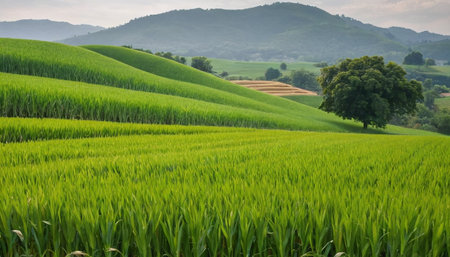 Rice field in Chiangmai, Thailand, Asia.の素材