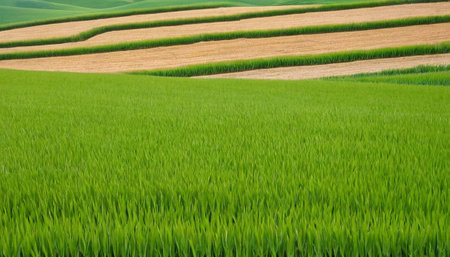 Rural landscape in Tuscany, Italy. Green fields and blue skyの素材