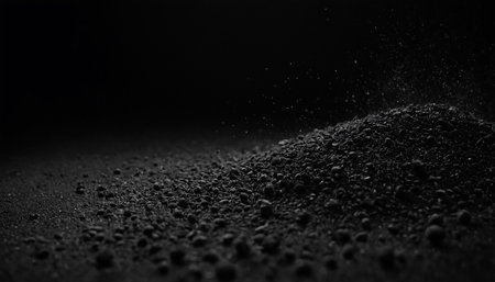 Pile of coal isolated on black background with copy space. 3d renderingの素材