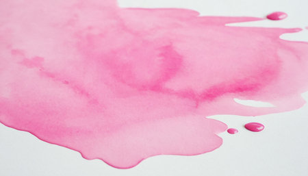 Pink watercolor splashes on white paper background. Abstract background.の素材