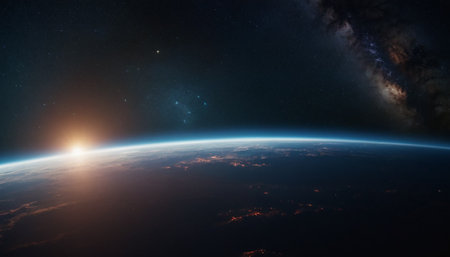 View of the planet Earth during a sunrise 3D rendering elements of this image furnished by NASAの素材