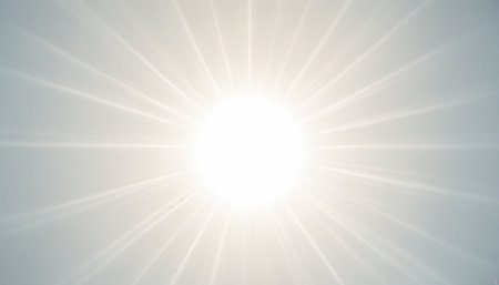 Sunrise background with lens flare. Sunbeams with lens flare.の素材