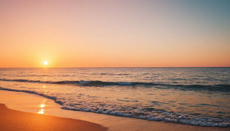 Beautiful sunset on the beach - Vintage filter and boost up color processingの素材