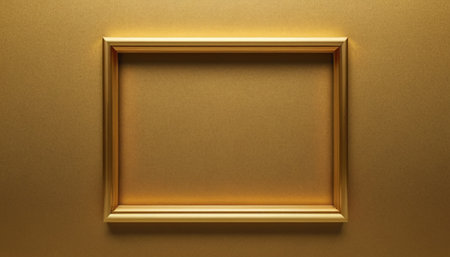 Golden frame on a golden background. 3d rendering, 3d illustrationの素材
