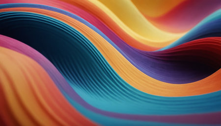 Colorful abstract background with curved lines. 3d render illustration.の素材