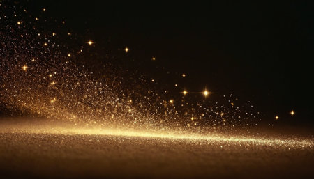 glitter vintage lights background. gold and black. de-focusedの素材