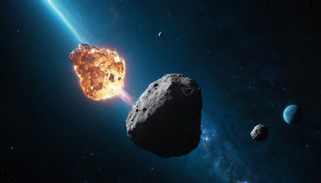 View of a beautiful asteroid in space against a background of stars.の素材