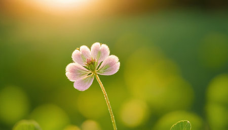 Beautiful clover flower in the sunlight. Shallow depth of fieldの素材