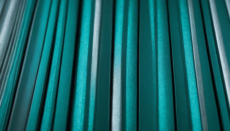 abstract background of green metallic stripes, close-up, macroの素材