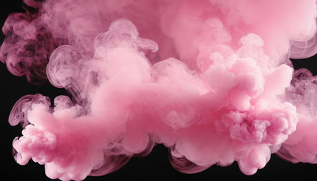 Pink cloud of smoke on a black background. Texture. Design element.の素材