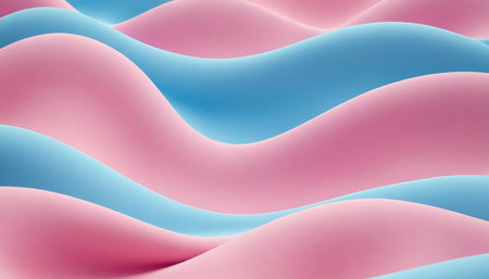 abstract background of pink and blue waves, 3d render illustrationの素材