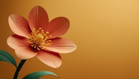 Flower on a yellow background with space for text, close-upの素材