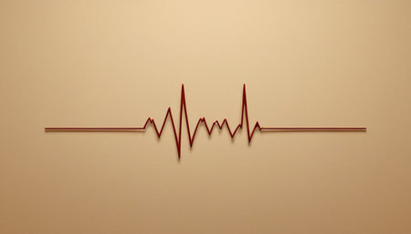 Heart beat on a beige background. 3d rendering. Computer digital drawing.の素材