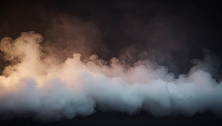 Fog or smoke isolated on black background. 3d rendering.の素材
