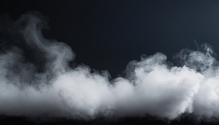 White cloud of smoke on black background. 3d rendering, 3d illustration.の素材