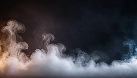 White smoke on black background. Abstract smoke background. Fog background.の素材