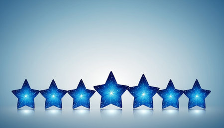 Star rating concept. Stars on a blue background. Vector illustration.の素材